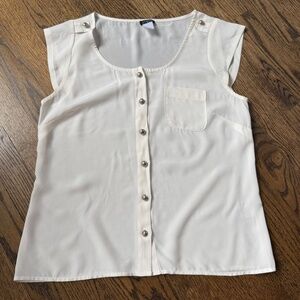 J Crew Factory White Button Down Short Sleeve Blouse